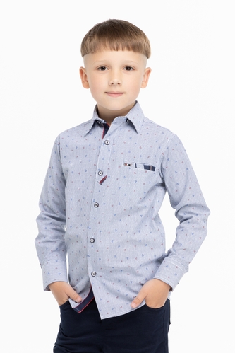Фото Рубашка с узором для мальчика Redpolo G20206 128 см Синий (2000904697311D)