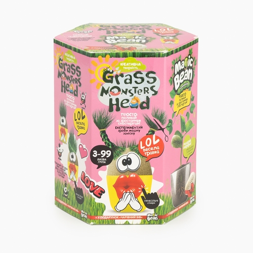 Фото Набір креативної творчості "GRASS MONSTERS HEAD" Danko Toys GMH-01-05U Рожевий (2000989843672)