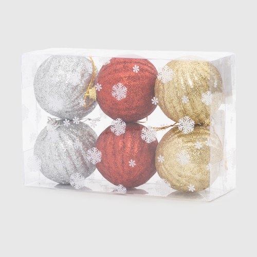 Фото Набір новорічних кульок 6 шт 23DS70-287 Різнокольоровий (2002014862641)(NY)
