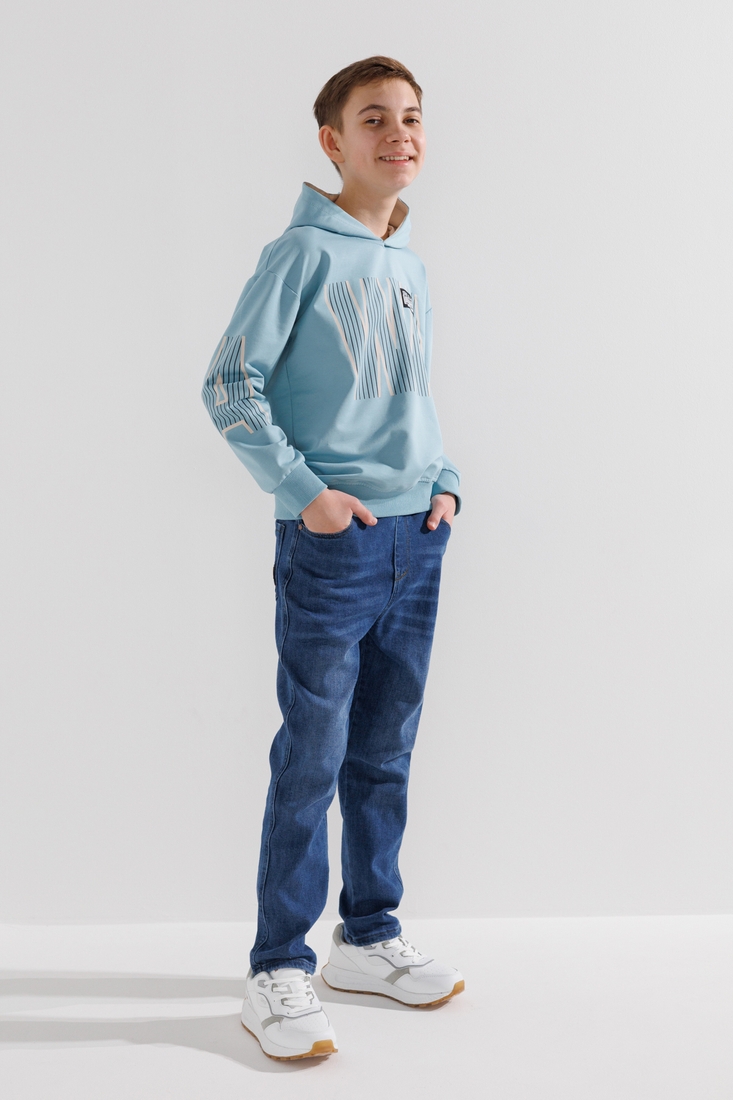 Фото Худі з принтом для хлопчика Dinomin 23 164 см Блакитний (2000990336897D)