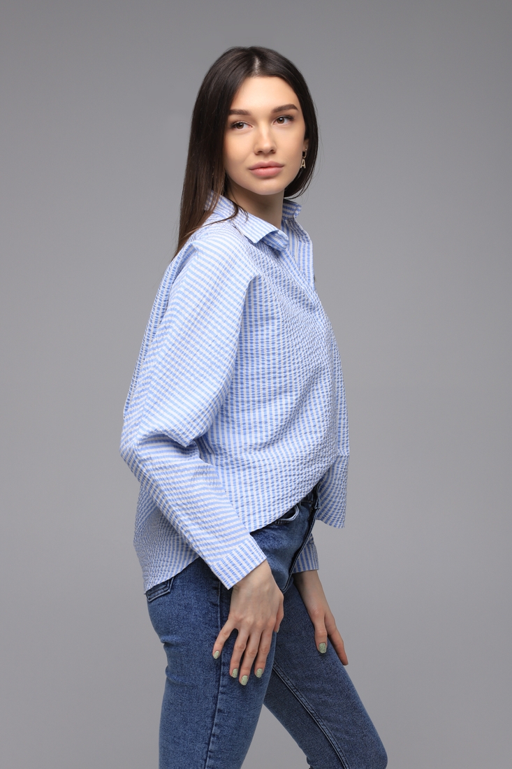 Фото Рубашка с узором женская Crep 90628 L Голубой (2000989497585D)