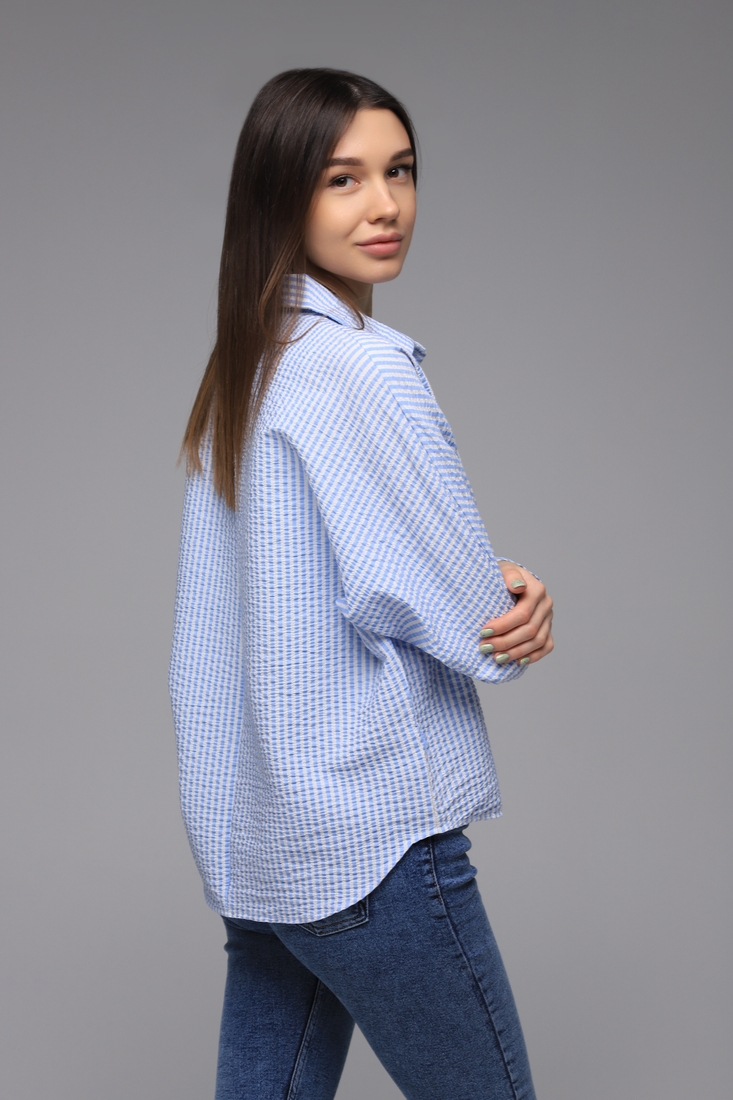 Фото Рубашка с узором женская Crep 90628 M Голубой (2000989497561D)