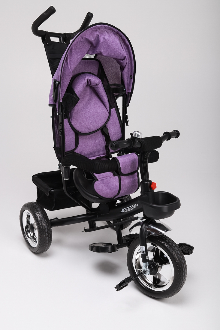 Фото Велосипед 3-х колесный с капором, родительская ручка CBI6162 Фиолетовый (2000989581055)