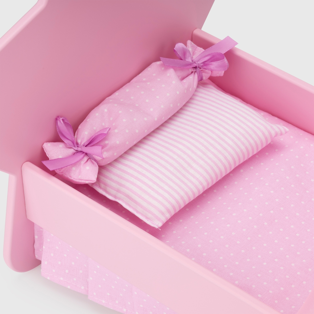 Фото Ліжечко для ляльок «Зірка» з постільною білизною та балдахіном 73119 Рожевий (4600031741192)