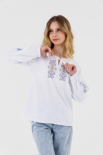Фото Рубашка вышиванка для девочки Cuento 4156 158 см Белый (2000990585752D)