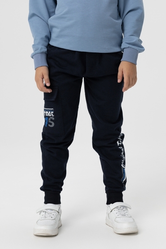 Фото Спортивні штани з принтом для хлопчика Pitiki 228-13 152 см Темно-синій (2000990046352D)