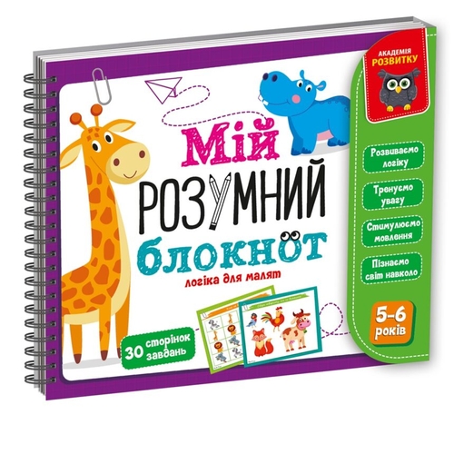 Фото Игра развивающая обучающая Академия развития "Мой умный блокнот: логика для дошкольников" Vladi Toys VT5001-02 Разноцветный (4820234763993)