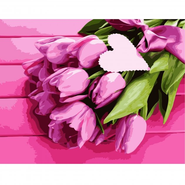 Фото Набір для розпису по номерах VA-0551 "Рожеві тюльпани", розміром 40х50 см (2000904568680)