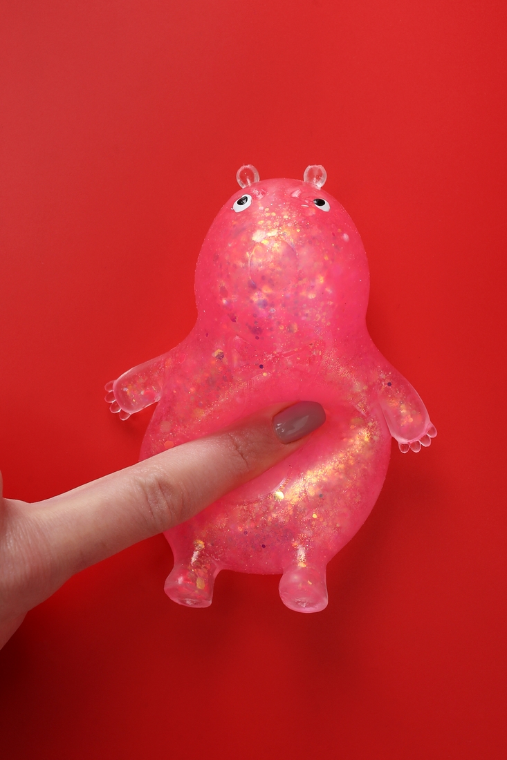 Фото Антистресс мялка мишка с блестками 12 см C53876 Розовый (2000989483304)