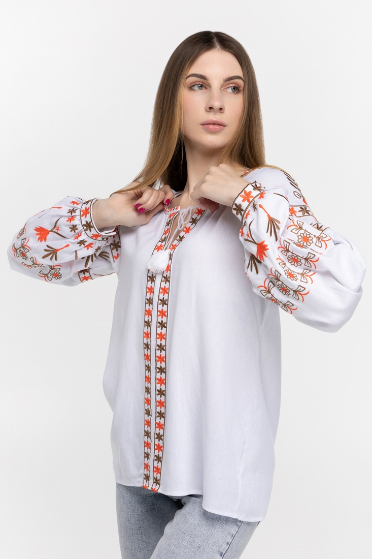 Фото Рубашка вышиванка женская Лиана 2XL Белый (2000989736516A)
