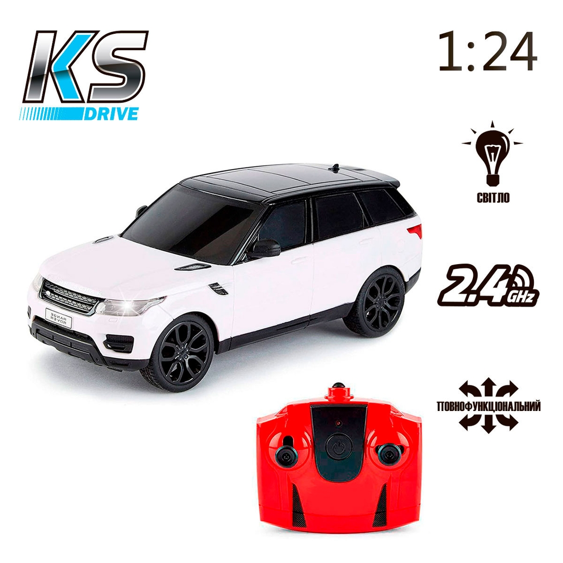 Фото Автомобиль KS DRIVE на р/у – LAND ROVER RANGE ROVER SPORT 1:24, 2.4Ghz 124GRRW Белый (6900007277853)