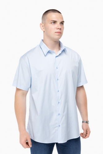 Фото Рубашка классическая однотонная мужская Redpolo 3785 6XL Голубой (2000989848134S)