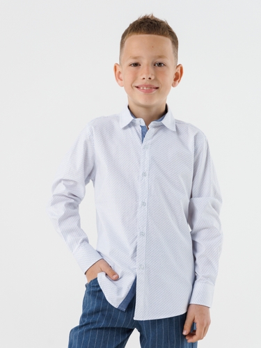Фото Рубашка с узором для мальчика Deniz 30124 140 см Белый (2000990438614D)