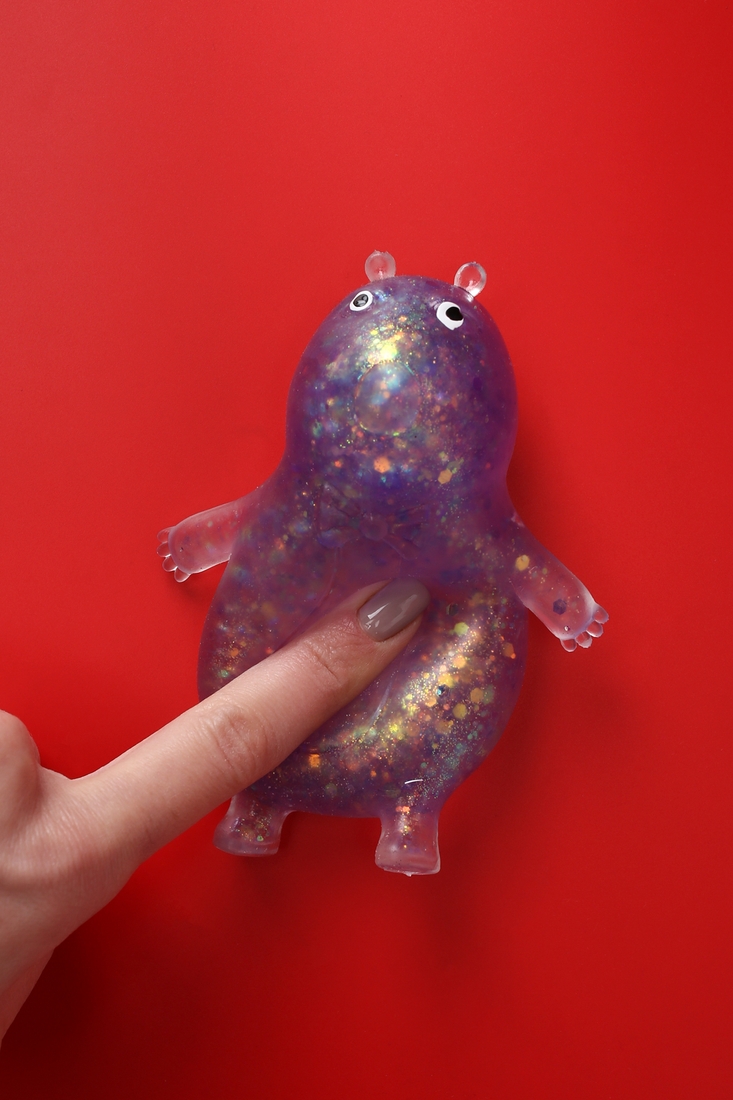 Фото Антистресс мялка мишка с блестками 12 см C53876 Фиолетовый (2000989483281)