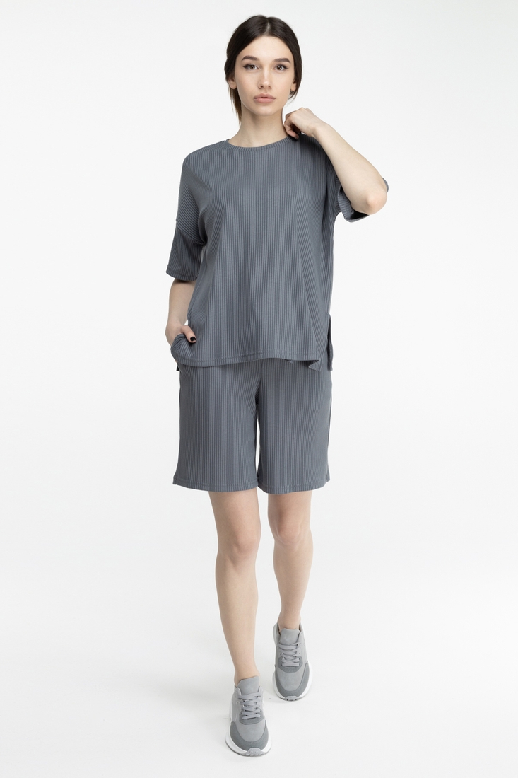 Фото Костюм футболка + шорти однотонний жіночий M36 52 Сірий (2000989668978S)