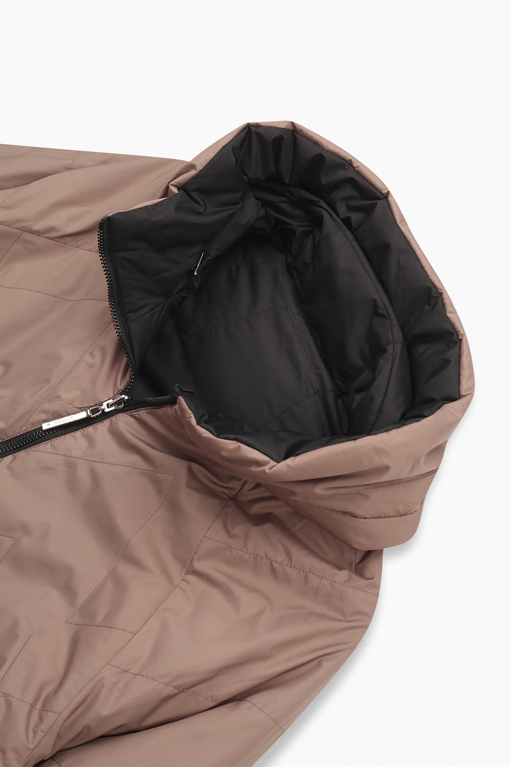 Фото Куртка жіноча двостороння 102-675 Button XL Чорно-коричневий (2000989400547D)