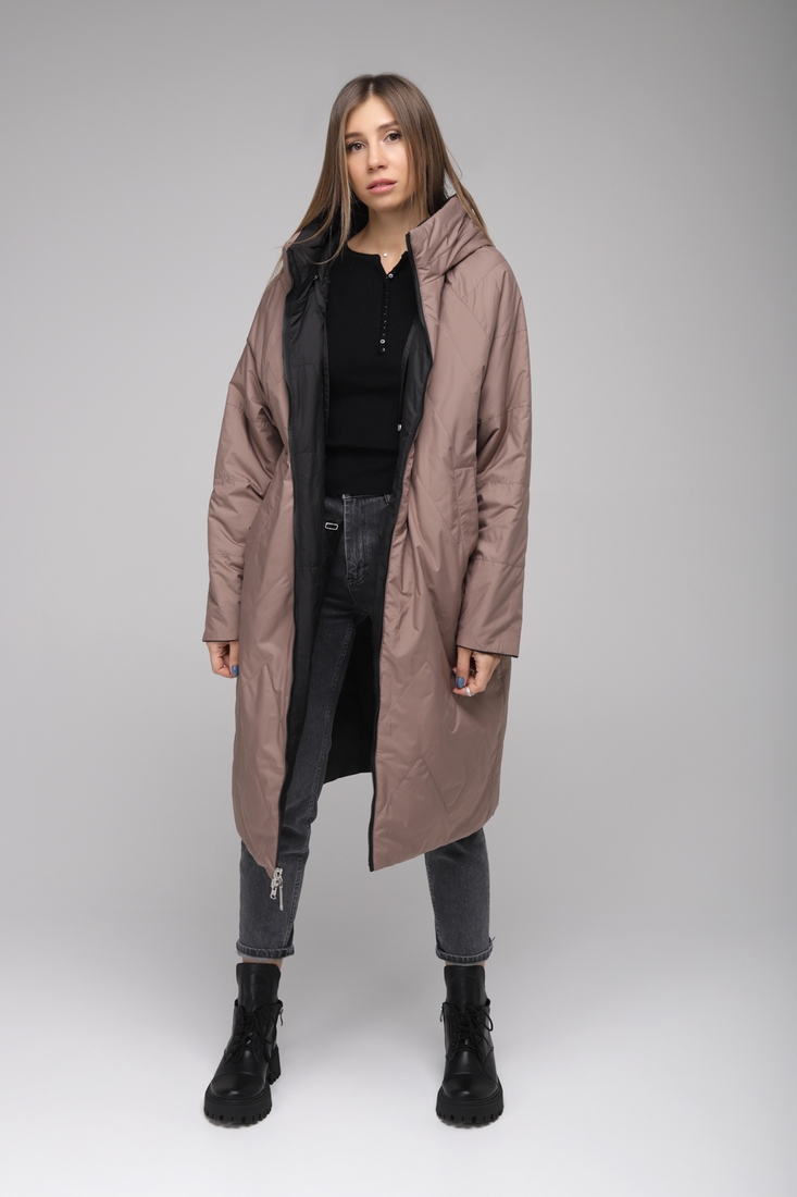 Фото Куртка женская двусторонняя 102-675 Button XL Черно-коричневый (2000989400547D)
