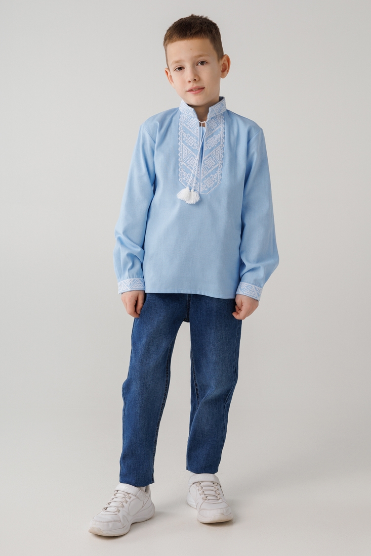 Фото Сорочка з вишивкою для хлопчика КОЗАЧЕК МИХАЙЛИК 128 см Блакитний (2000990305015D)