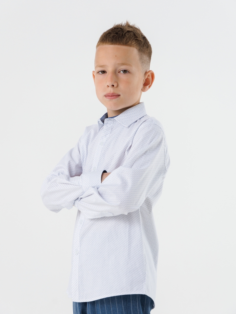 Фото Сорочка з візерунком для хлопчика Deniz 30124 140 см Білий (2000990438614D)