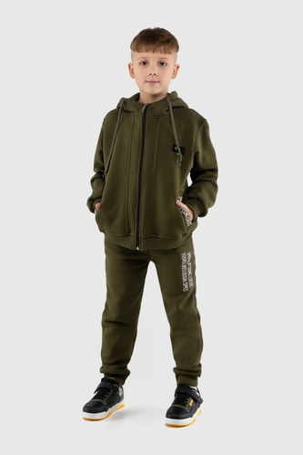 Фото Спортивний костюм для хлопчика (світшот, штани) Ecrin 2023 134 см Хакі (2000990230645W)