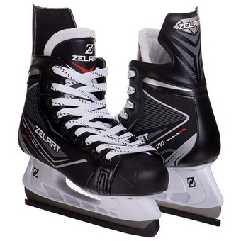 Ковзани хокейні PVC Z-0889 (лезо-сталь, чорний-білий) (34) (2000904738205)