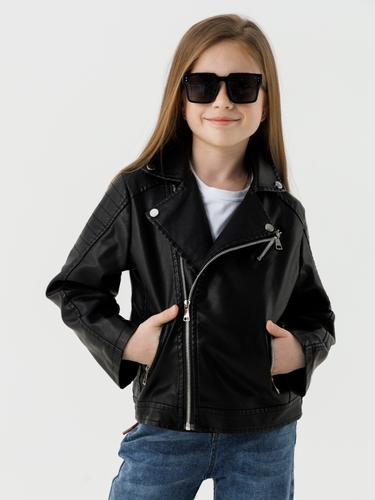 Фото Куртка з екошкіри для дівчинки XZKAMI 6807 134 см Чорний (2000990538024D)