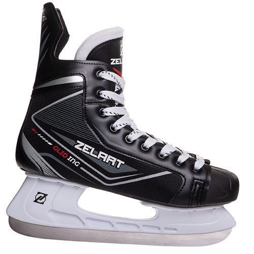 Фото Коньки хоккейные PVC Z-0889 (лезвие-сталь, черный-белый) (34) (2000904738205)