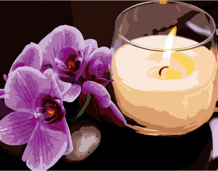 Фото Набор для росписи по номерам VA-2666 "Орхидея со свечой", размером 40х50 см (2000904568703)