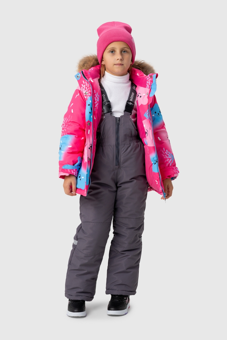 Фото Комбинезон для девочки H-107 куртка + штаны на шлейках 92 см Малиновый (2000989627876W)