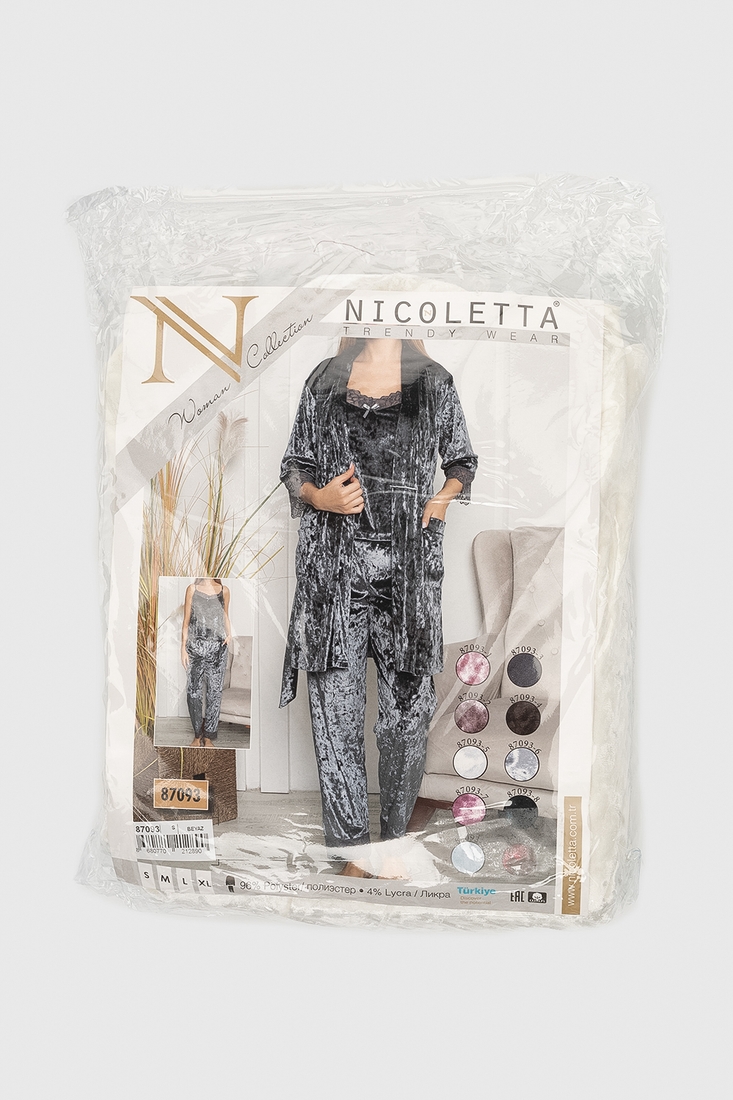 Фото Комплект халат+піжама жіночий Nicoletta 87093 XL Пудровий (2000990389114А)