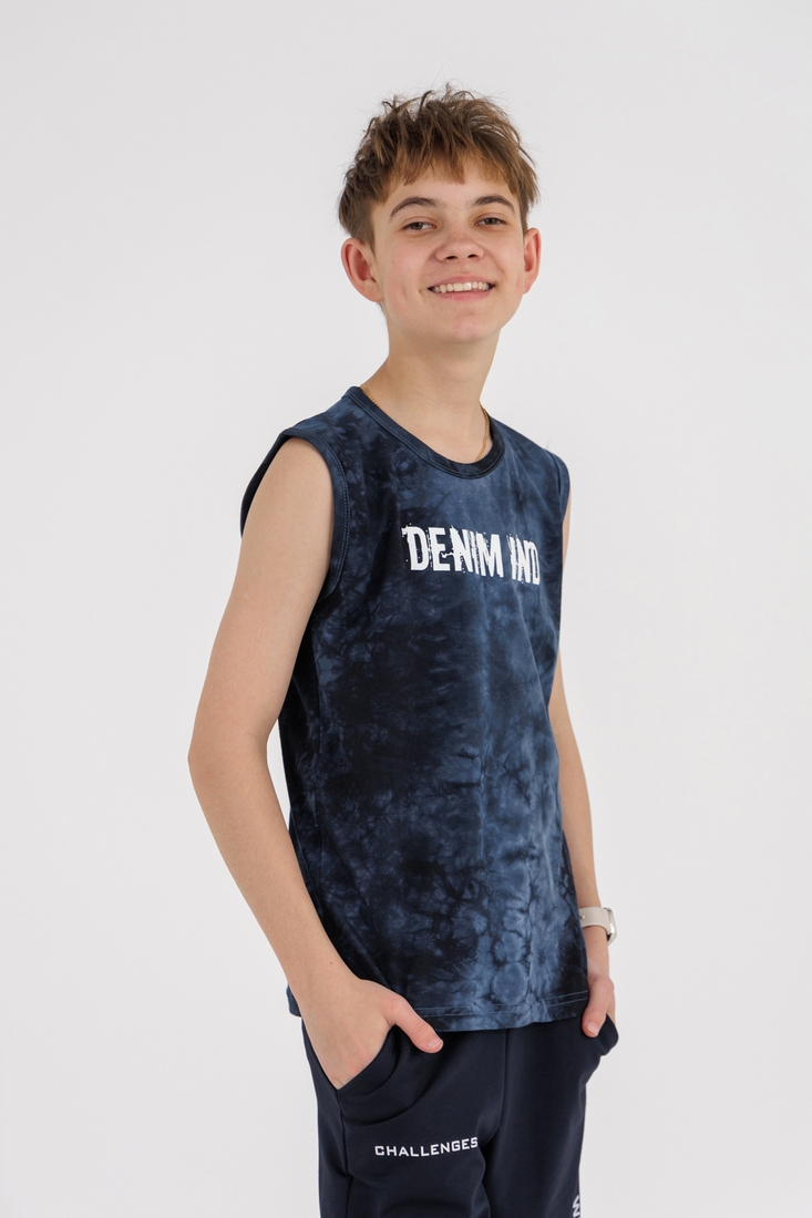Фото Майка з принтом для хлопчика Deniz 2405 146 см Темно-синій (2000990571328S)