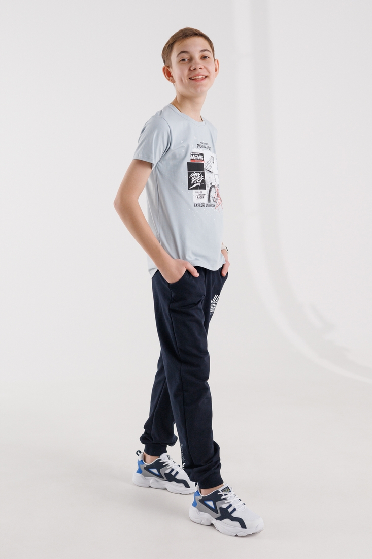 Фото Спортивні штани з принтом для хлопчика 600 146 см Темно-синій (2000990430199D)