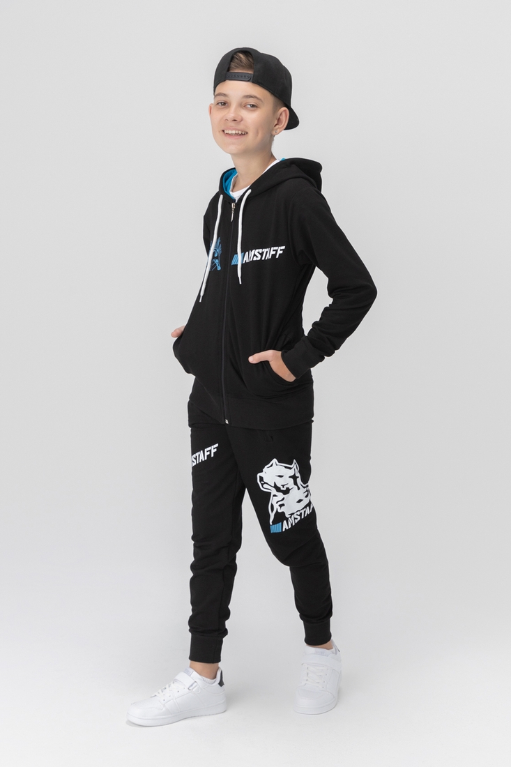 Фото Спортивний костюм для хлопчика (кофта, штани) AZN 827 128 см Чорно-синій (2000989968795D)