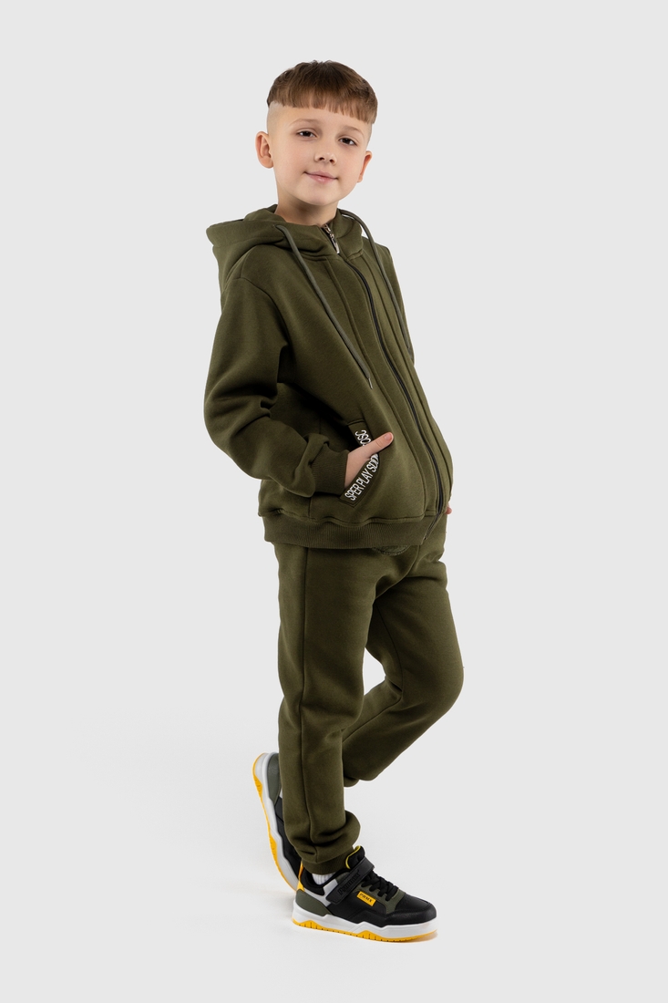 Фото Спортивный костюм для мальчика (свитшот, штаны) Ecrin 2023 116 см Хаки (2000990230614W)