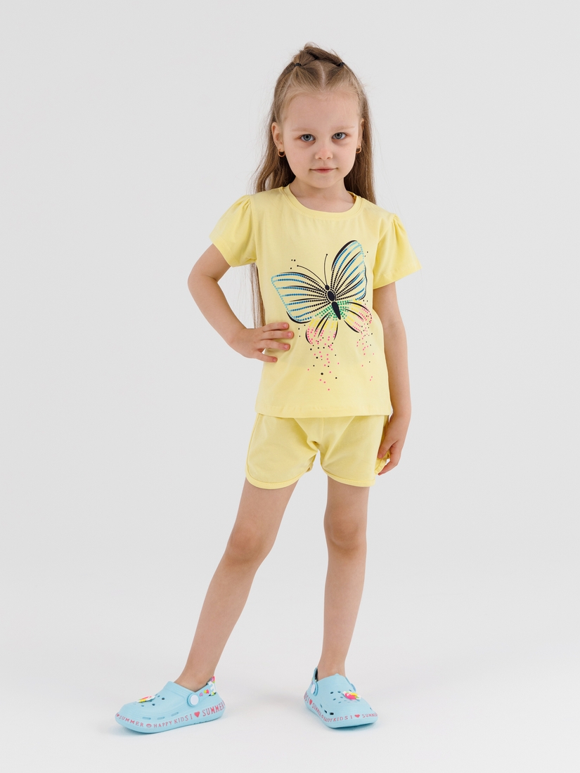 Фото Костюм (футболка+шорты) для девочки Atabey 10531 110 см Желтый (2000990479068S)