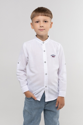 Фото Рубашка однотонная для мальчика Breeze 14663 98 см Белый (200098992929222D)