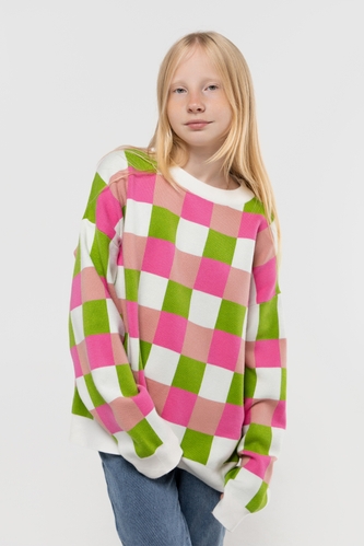 Фото Свитер с узором для девочки Lizi 3219 152 см Розово-зеленый (2000989952787D)