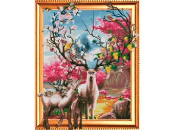 Алмазна картина FA40101 "Олені з квітковими рогами", розміром 40х50 см (4823113806132)