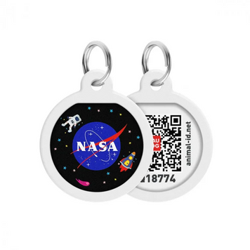 Адресник для собак і котів металевий WAUDOG 0625-0148 Smart ID з QR паспортом "NASA21" 25 мм (4823089338910A)