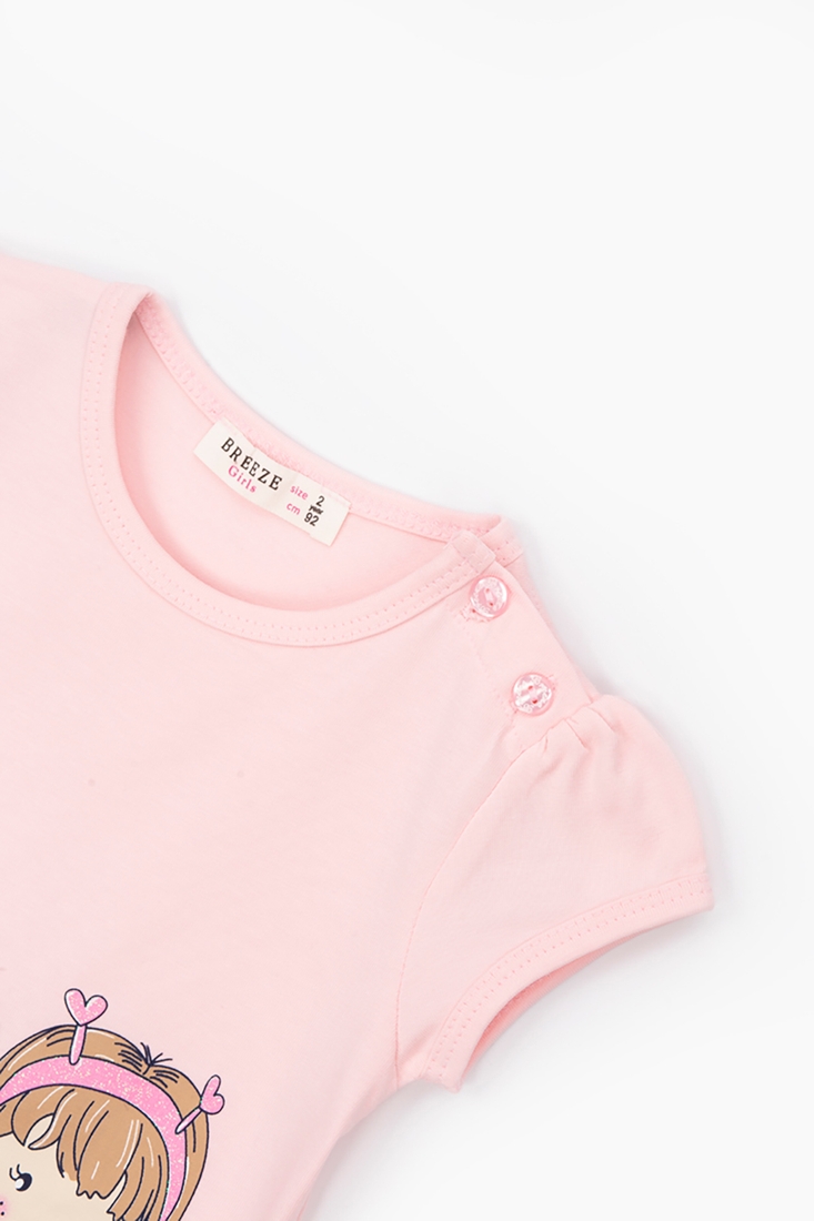 Фото Костюм для дівчинки Breeze 16847 футболка + капрі 86 см Рожевий (2000989654957S)