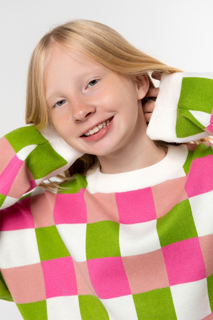 Фото Светр з візерунком для дівчинки Lizi 3219 152 см Рожево-зелений (2000989952787D)