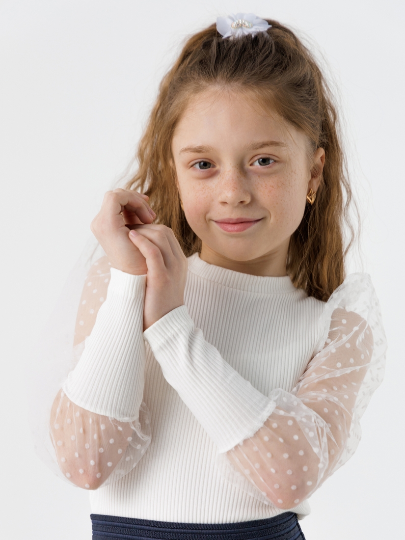 Фото Блуза однотонная для девочки Perix 5001 116 см Молочный (2000990479730D)
