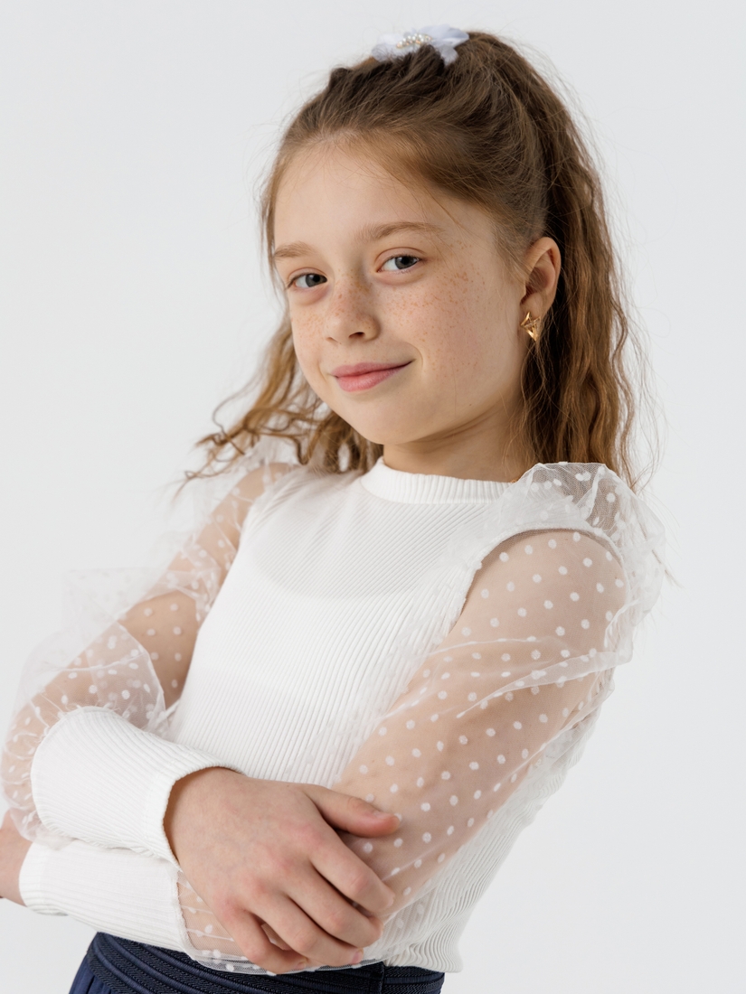 Фото Блуза однотонная для девочки Perix 5001 152 см Молочный (2000990479808D)