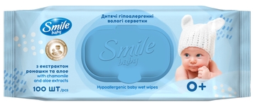 Серветки вологі "Екстракт ромашки і алое" Smile Baby 42113961 (4823071653960A)