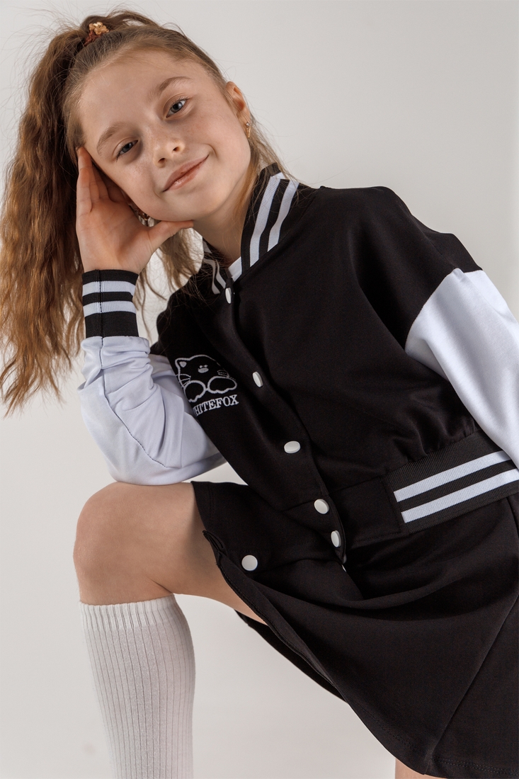 Фото Костюм для девочки (бомбер+юбка) DINOMIN 5075 116 см Черный (2000990280152D)