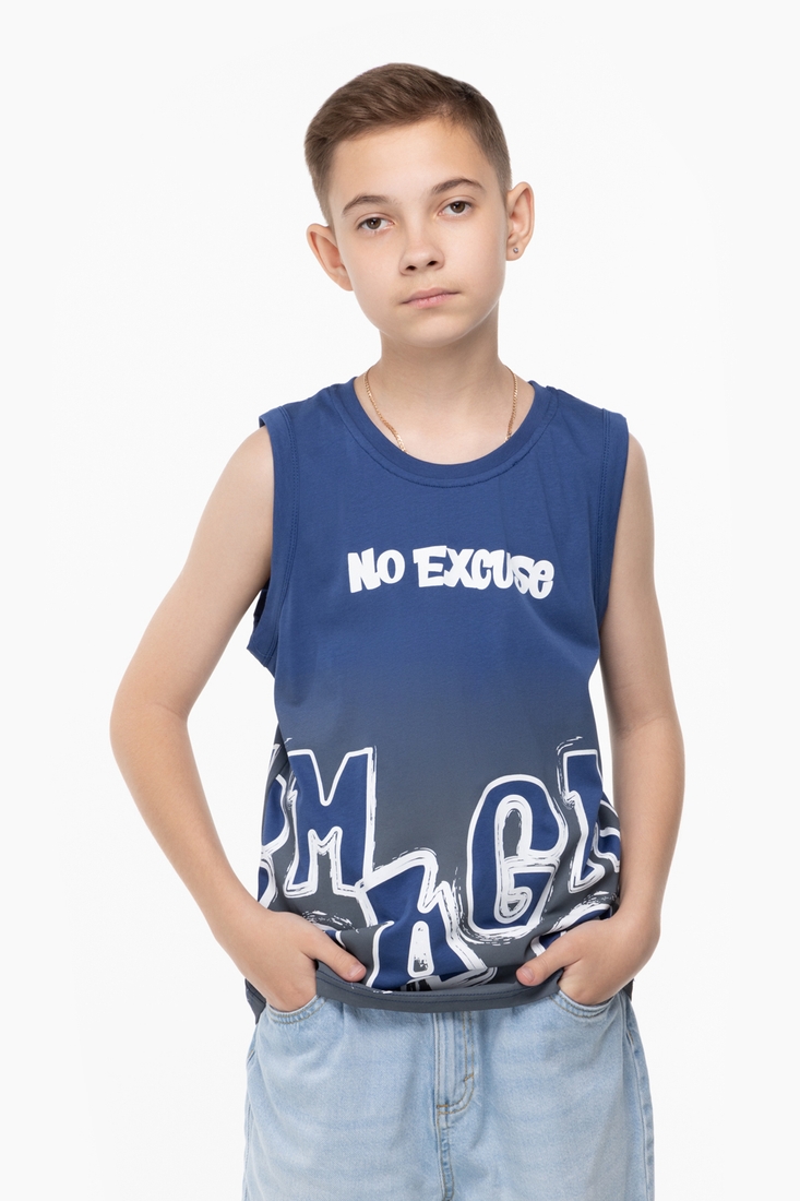 Фото Майка з принтом для хлопчика MAGO 3024 176 см Синій (2000989695998S)
