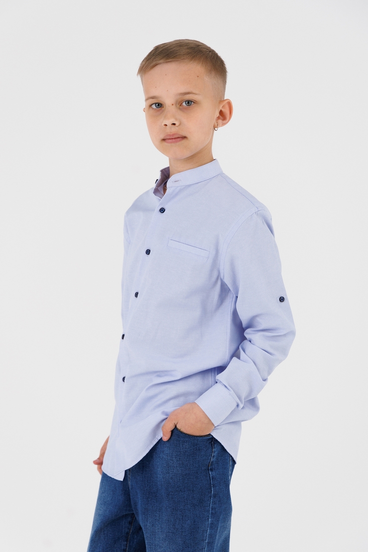 Фото Рубашка однотонная для мальчика Redpolo 1723-1 164 см Голубой (2000990388100D)