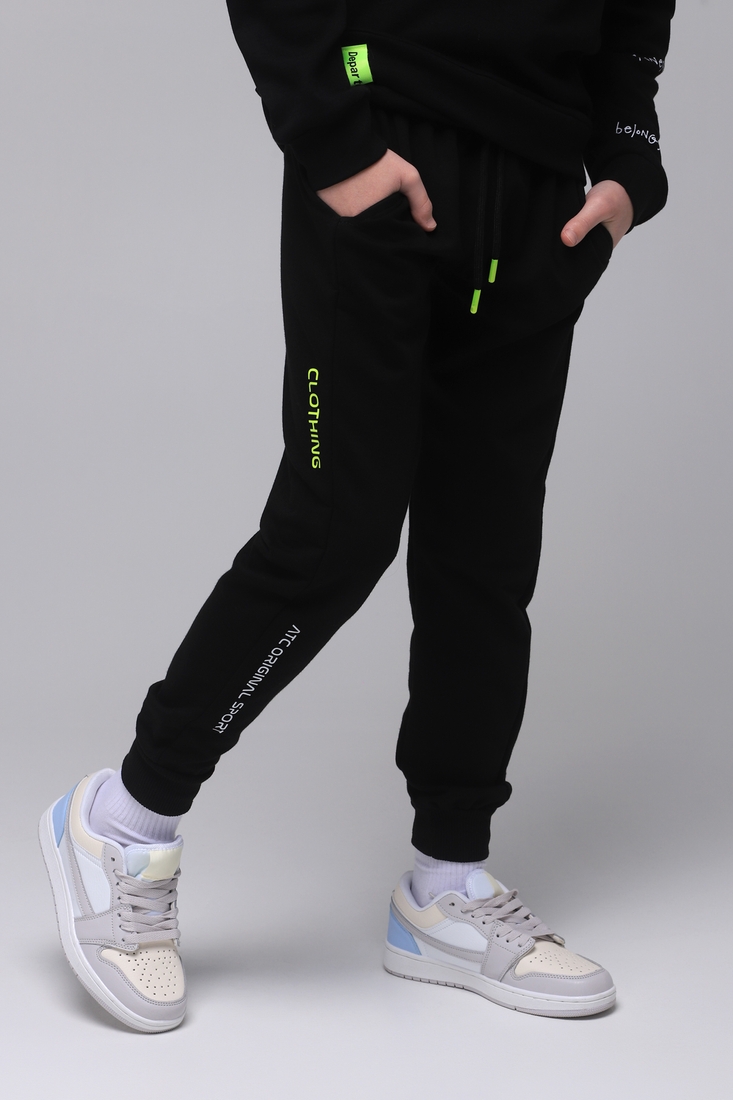 Фото Спортивні штани для хлопчика з принтом Atescan 2347 140 Чорний (2000989464709D)