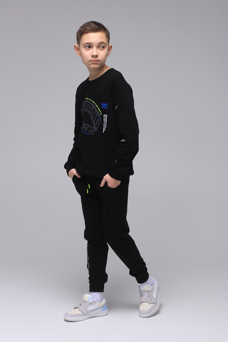 Фото Спортивные штаны для мальчика с принтом Atescan 2347 140 Черный (2000989464709D)