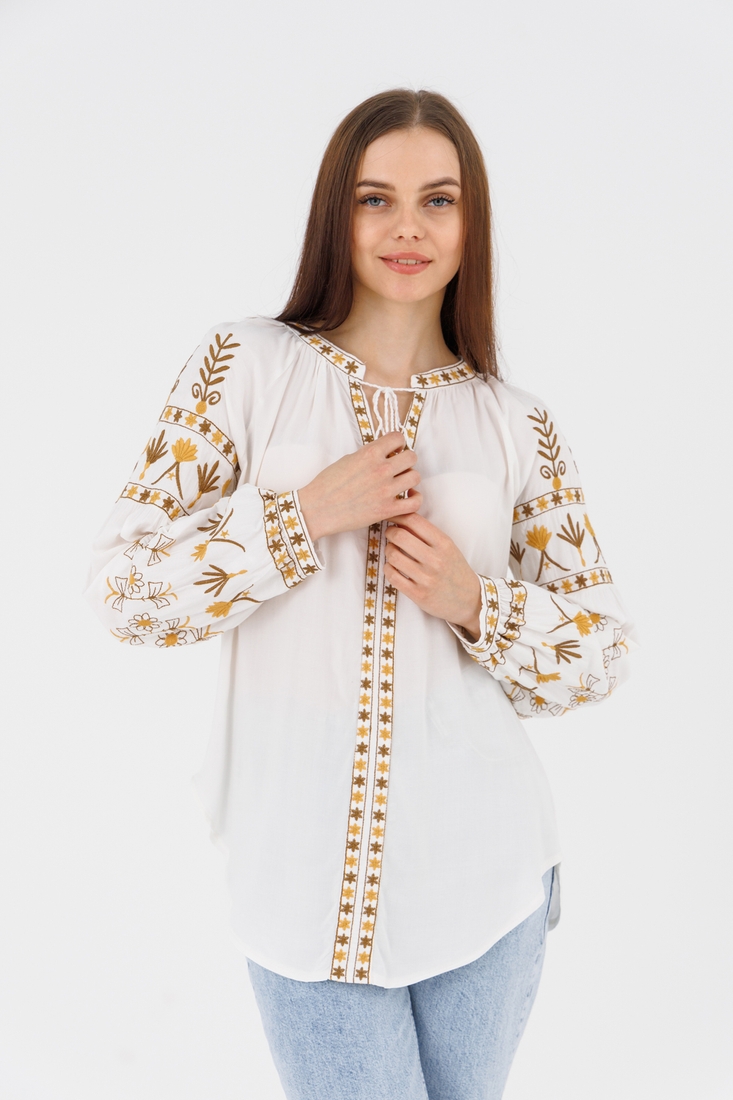 Фото Вишиванка сорочка з принтом жіноча Es-Q 5036 S Білий (2000990588531A)